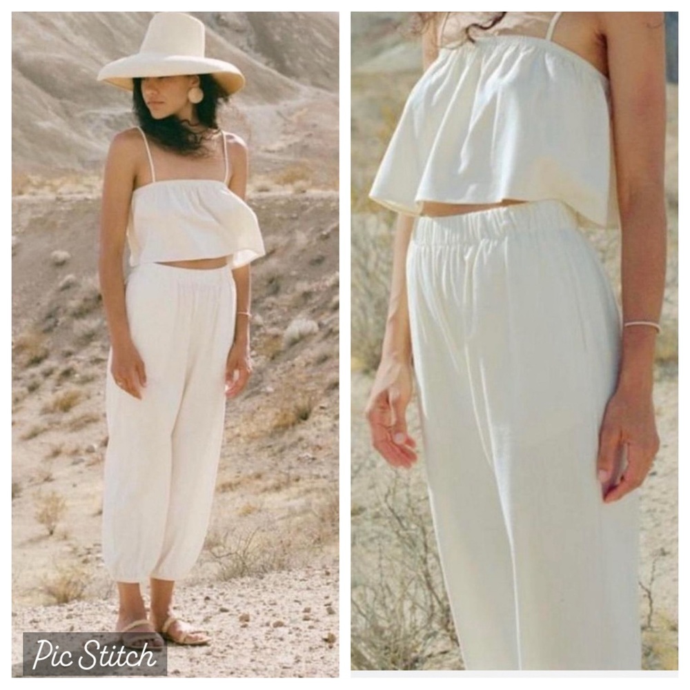 RARE OZMA Graham Natural White Silk Noil Joggers